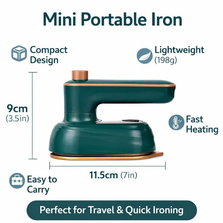 Foldable Travel Mini Iron – Compact Dual Voltage